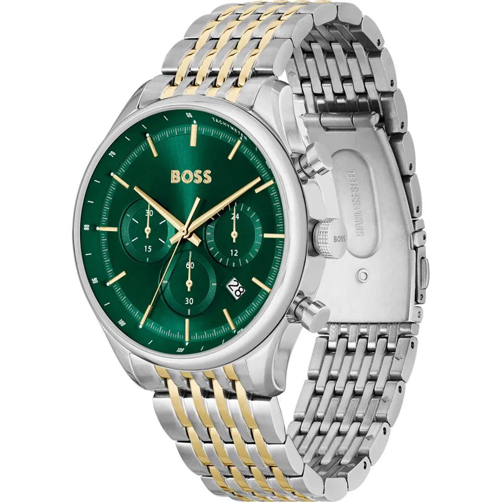 Hugo Boss 1514081 analog herrklocka med grön urtavla och armband i rostfritt stål