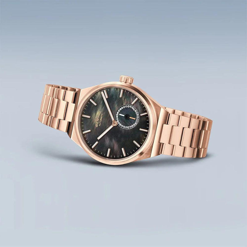 Bering Automatic 19435-762 analog damklocka med svart urtavla och armband i rostfritt stål