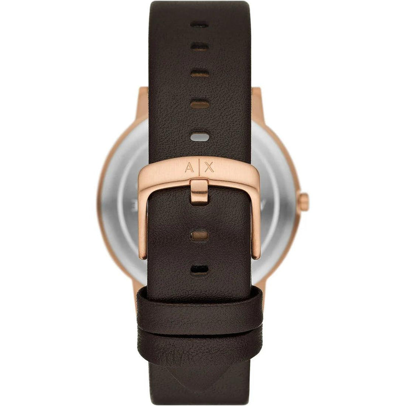 Armani Exchange AX2873 analog herrklocka med brun urtavla och armband i läder