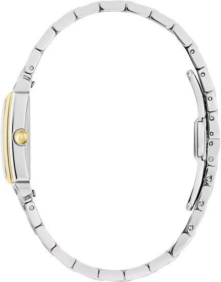 Bulova Sutton 98P220 analog damklocka med vit urtavla och armband i rostfritt stål