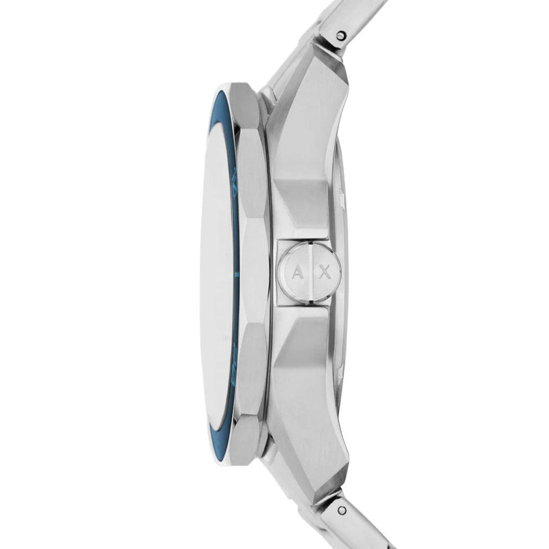 Armani Exchange AX1950 analog herrklocka med blå urtavla och armband i rostfritt stål