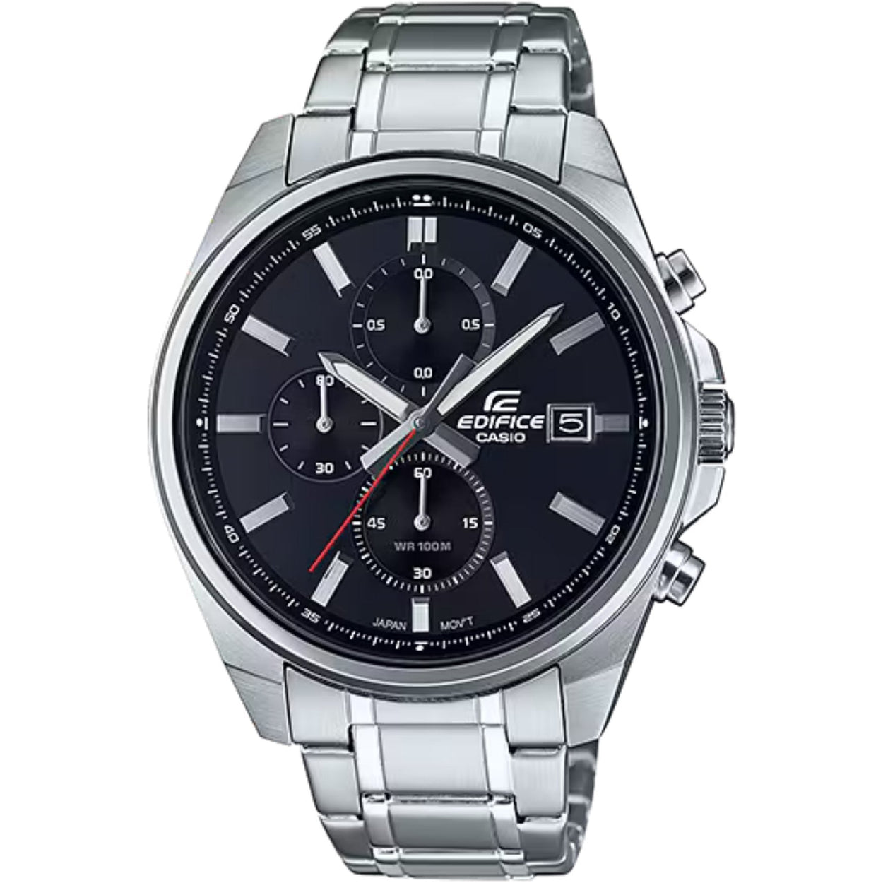 Casio Edifice Standard Chronograph EFV-610D-1AVUEF analog herrklocka med svart urtavla och armband i rostfritt stål