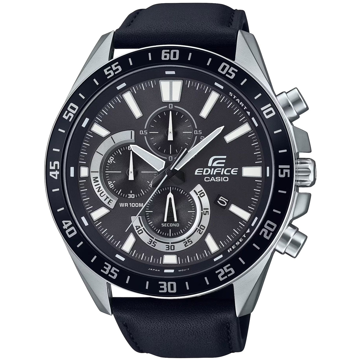 Casio Edifice EFV-620L-1AVUEF analog herrklocka med svart urtavla och armband i silikon
