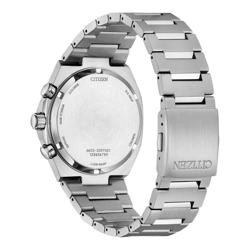 Citizen Chrono Super Titanium CA4610-85Z analog herrklocka med orange urtavla och armband i titan