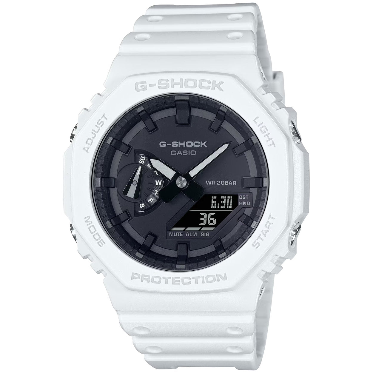 Casio G-Shock GA-2100-7AER digital unisexklocka med svart urtavla och armband i resin