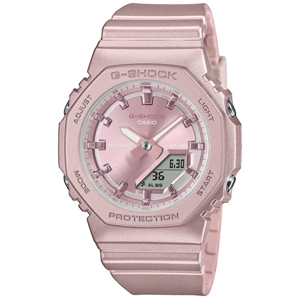 Casio G-Shock GMA-P2100ST-4AER ana-digi damklocka med rosa urtavla och armband i resin
