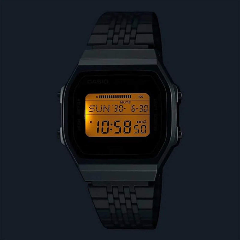Casio Vintage ABL-100WEGG-1BEF digital unisexklocka med svart urtavla och armband i rostfritt stål