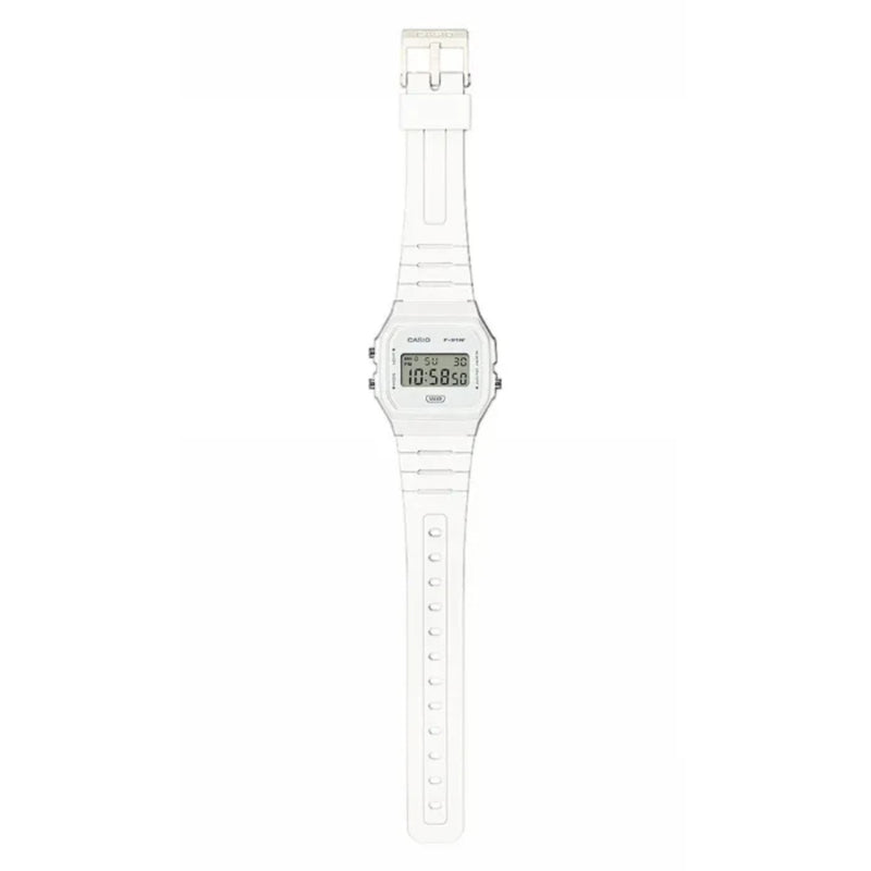 Casio Timeless F-91WB-7AEF digital herrklocka med vit urtavla och armband i resin