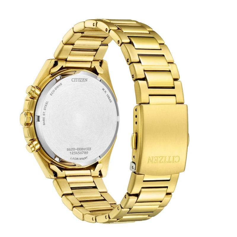 Citizen Eco-Drive Chronograph CA4592-85A analog herrklocka med vit urtavla och armband i rostfritt stål
