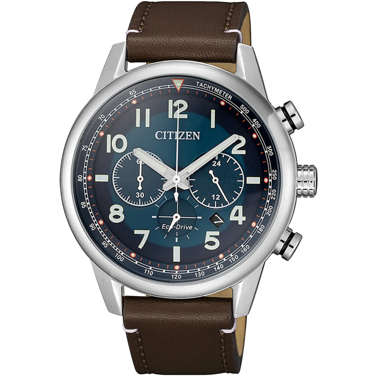 Citizen Eco-Drive CA4420-13L analog herrklocka med blå urtavla och armband i läder