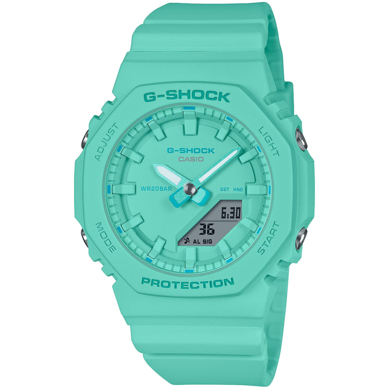 Casio G-Shock GMA-P2100-2AER ana-digi unisexklocka med turkos urtavla och armband i resin