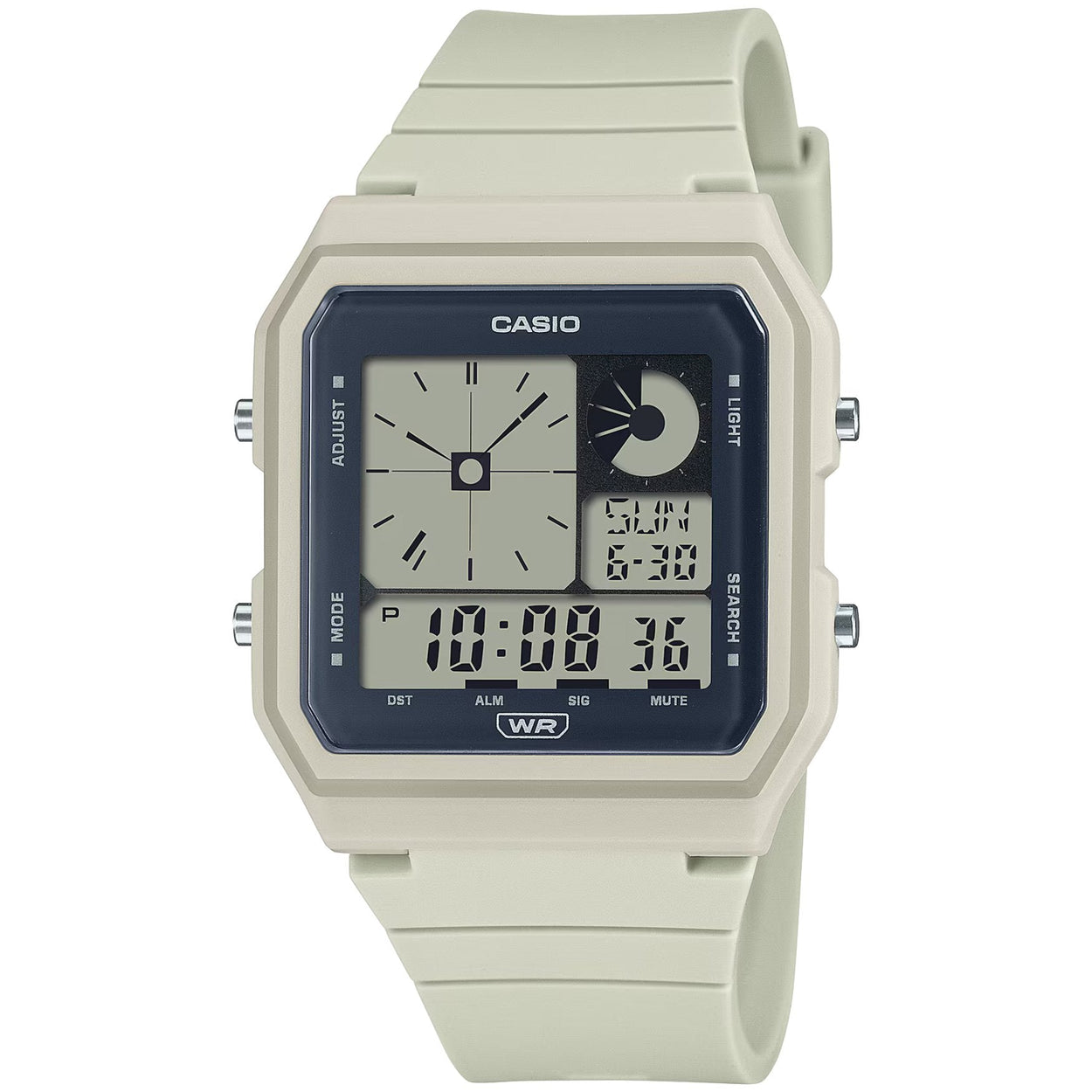 Casio Vintage LF-20W-8AEF analog unisexklocka med svart urtavla och armband i resin