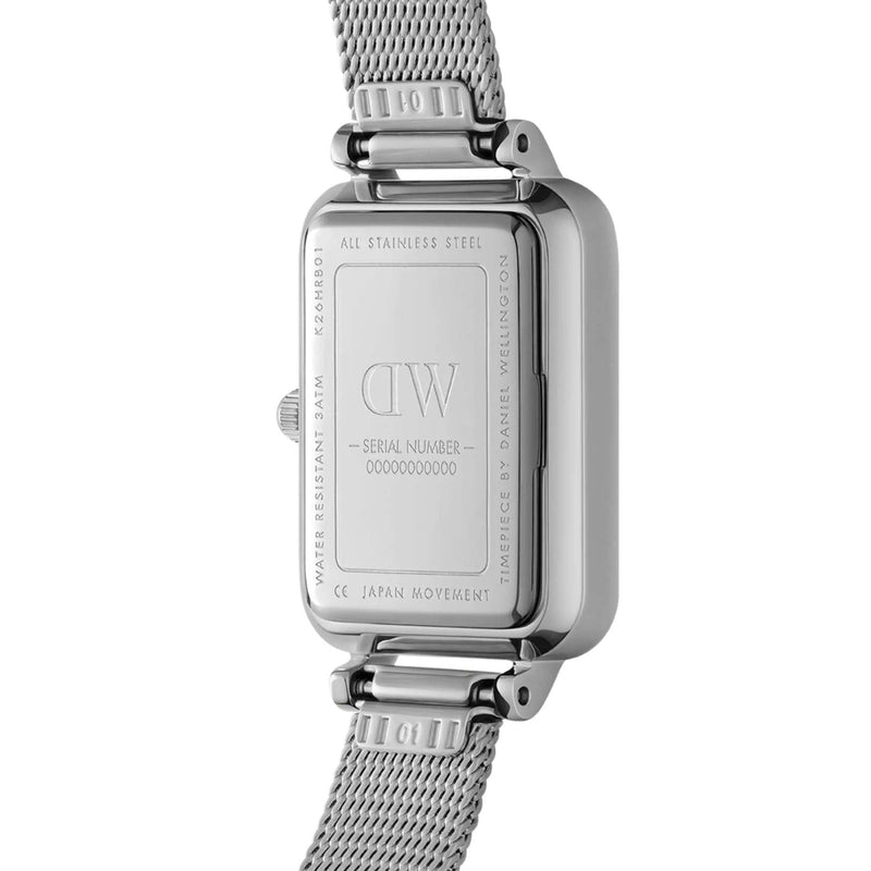Daniel Wellington Quadro Lumine Pressed DW00100581 analog damklocka med svart urtavla och armband i rostfritt stål