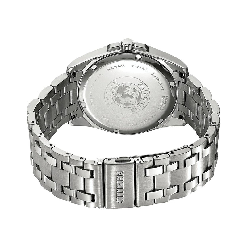 Citizen Eco-Drive BM7108-81L analog herrklocka med blå urtavla och armband i rostfritt stål