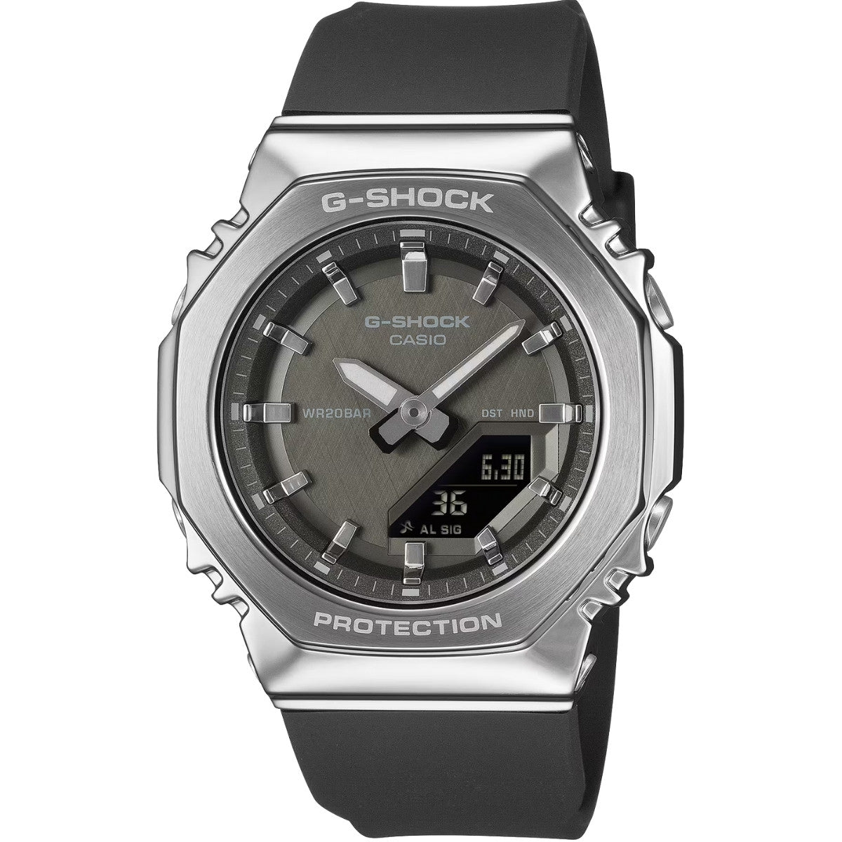 Casio G-Shock GM-S2110-1A1ER ana-digi unisexklocka med svart urtavla och armband i resin