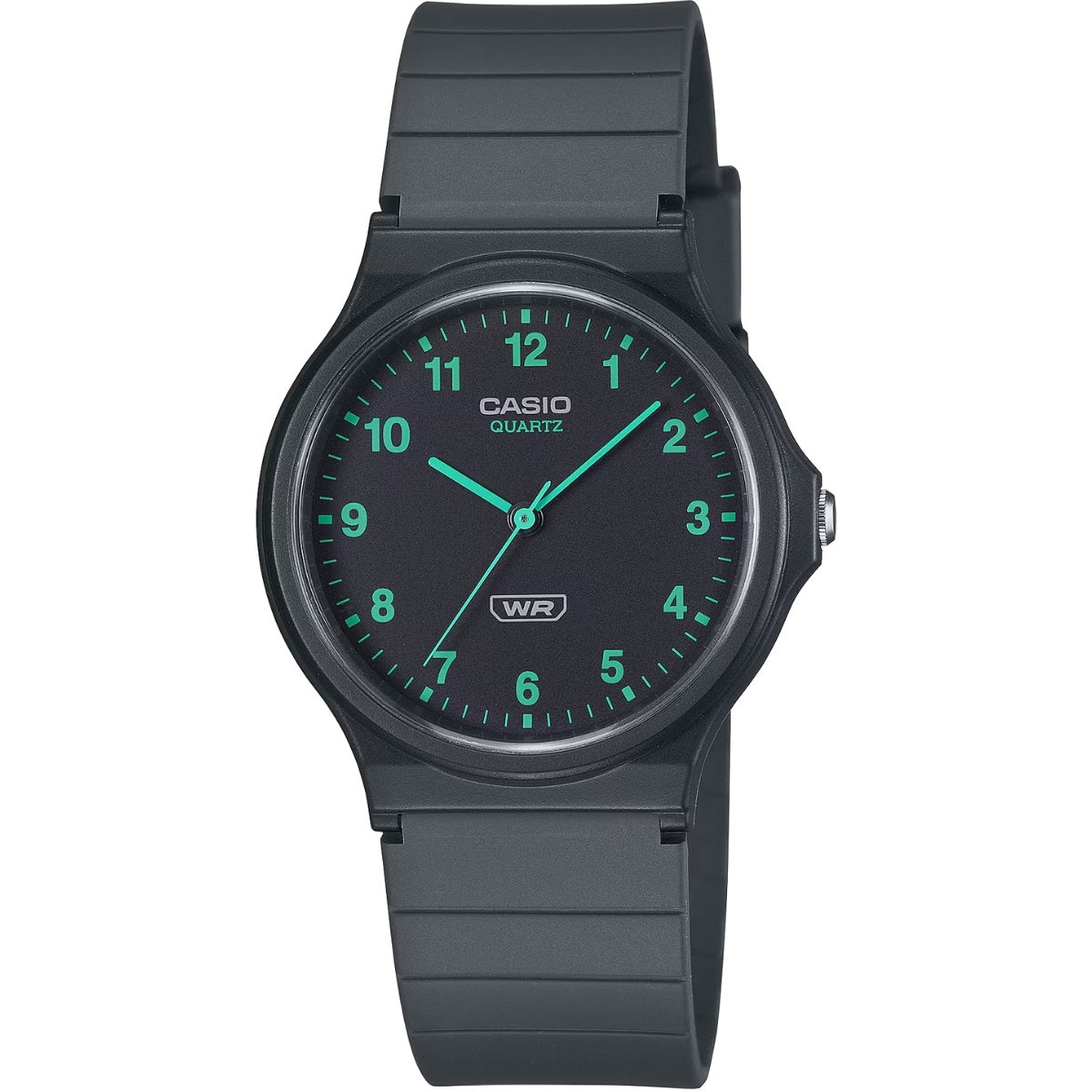 Casio Timeless MQ-24B-8BEF analog unisexklocka med svart urtavla och armband i resin
