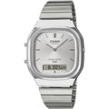 Casio Vintage AQ-240E-7AEF analog unisexklocka med silver urtavla och armband i rostfritt stål
