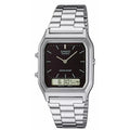 Casio Vintage AQ-230A-1DMQYES ana-digi herrklocka med svart urtavla och armband i rostfritt stål