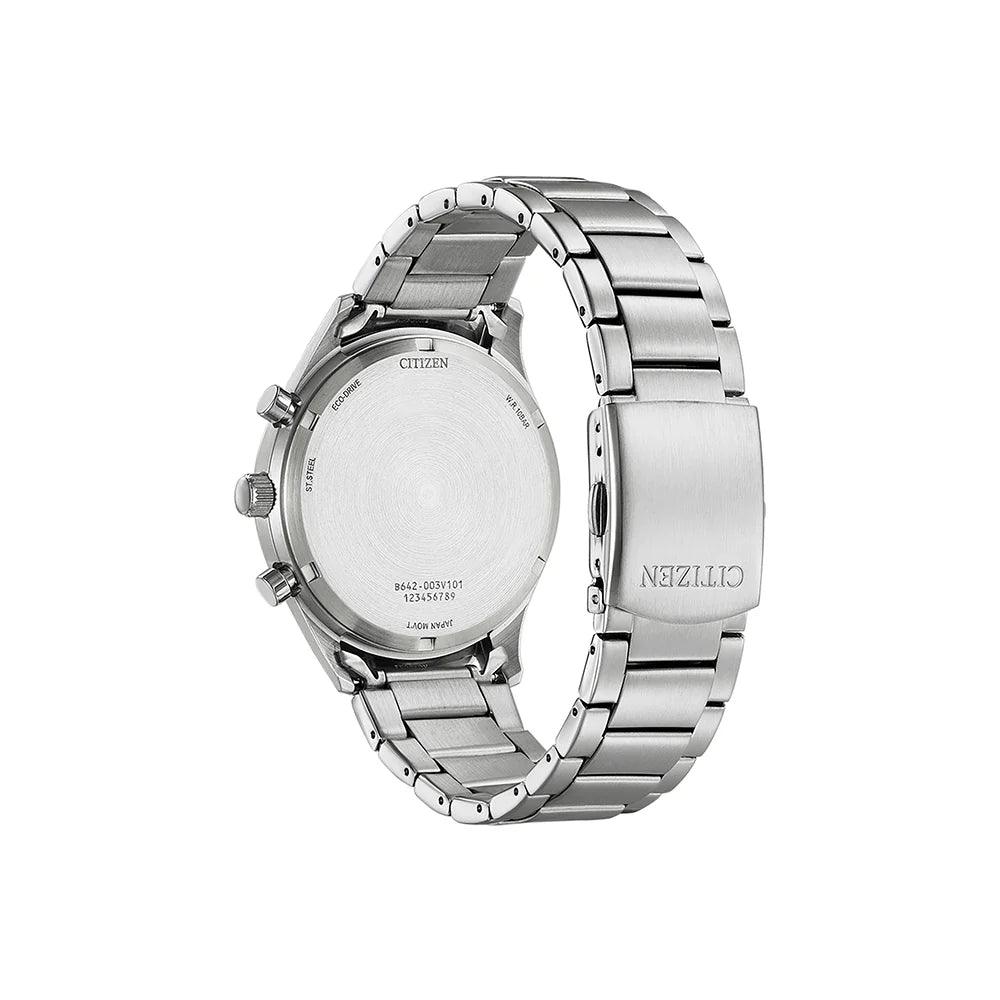 Citizen Eco Drive Chronograph CA7028-81E analog herrklocka med svart urtavla och armband i rostfritt stål