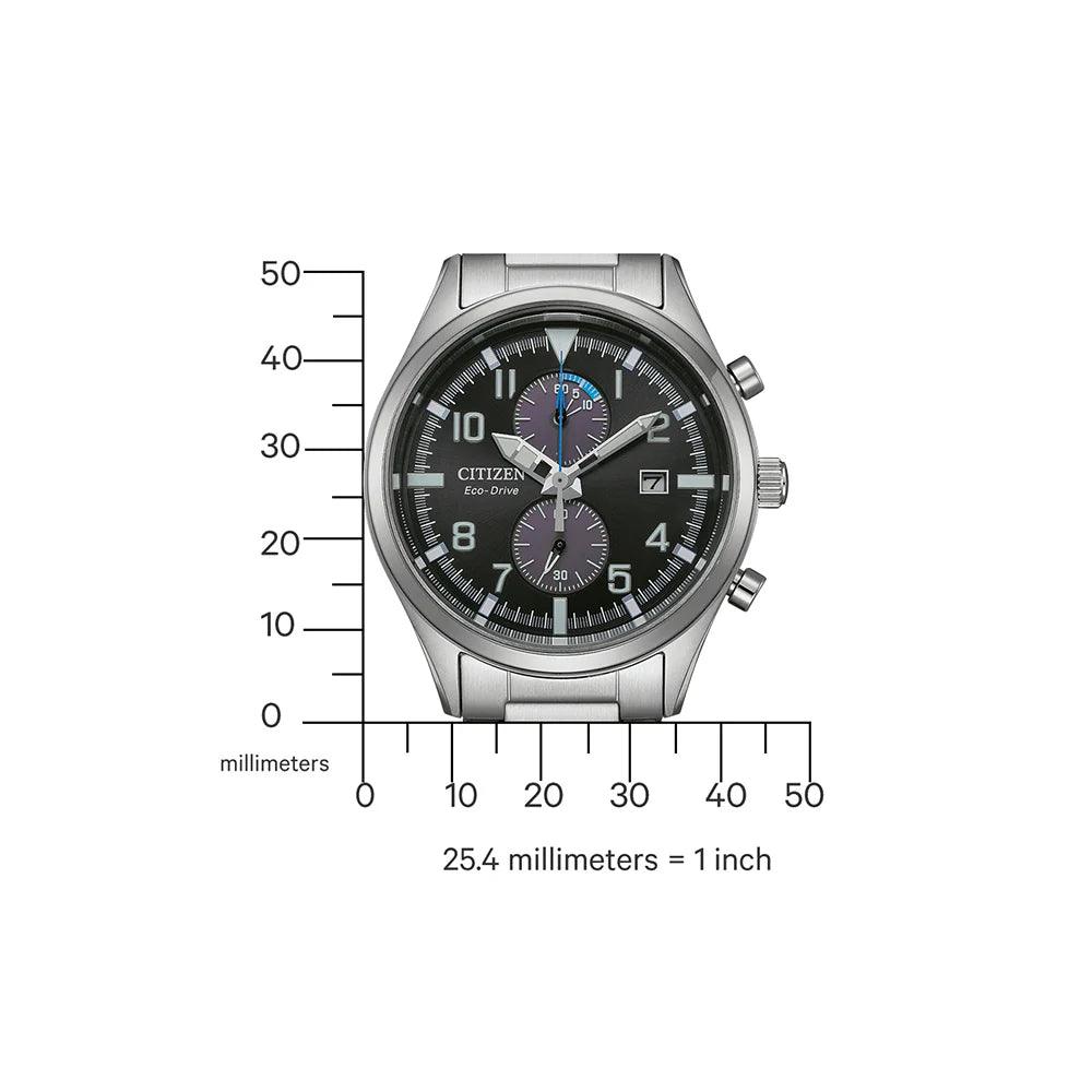 Citizen Eco Drive Chronograph CA7028-81E analog herrklocka med svart urtavla och armband i rostfritt stål
