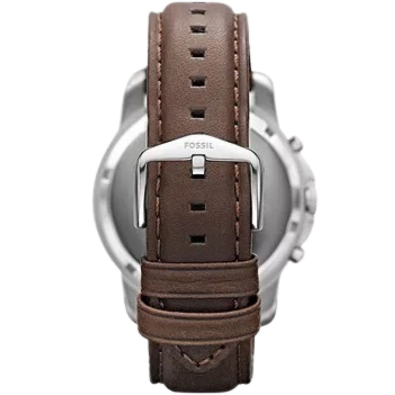Fossil Grant Chronograph FS4735 analog herrklocka med vit urtavla och armband i läder
