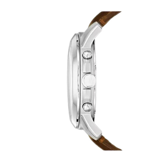 Fossil Grant Chronograph FS4735 analog herrklocka med vit urtavla och armband i läder