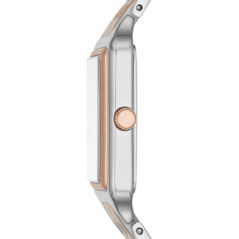 Fossil Raquel ES5222 analog damklocka med vit urtavla och armband i rostfritt stål