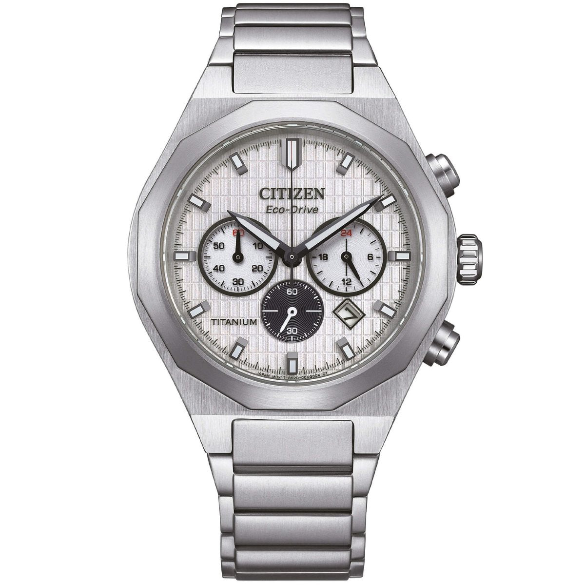 Citizen Super Titanium Zenshin Senkei CA4690-51A analog herrklocka med vit urtavla och armband i titan