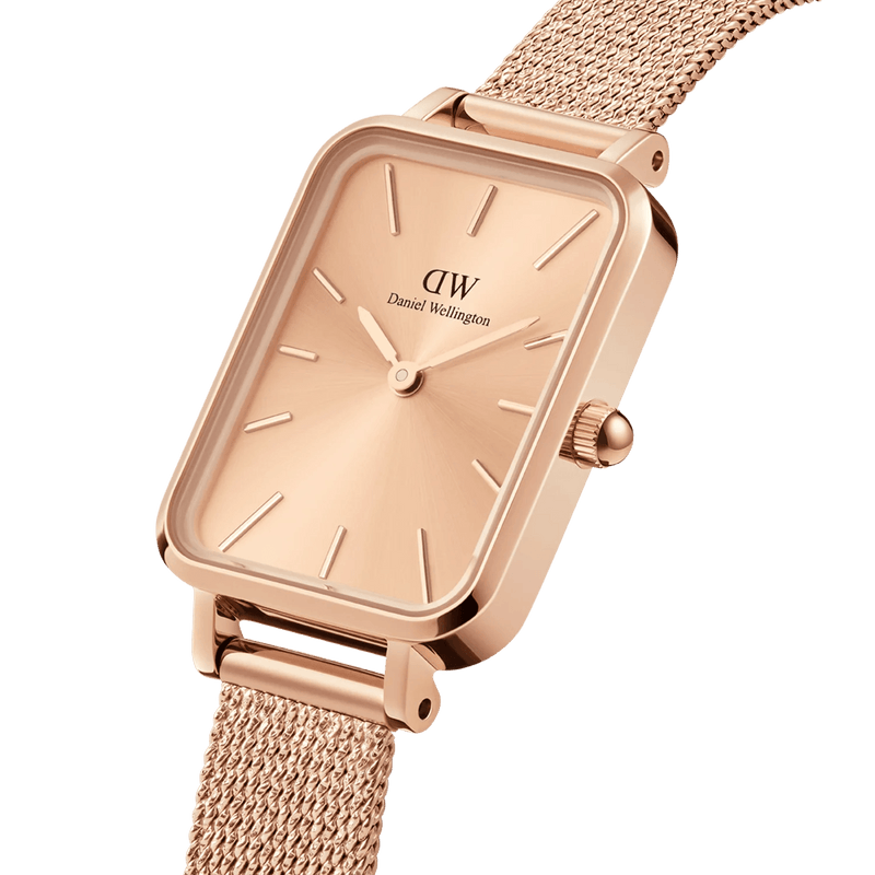 Daniel Wellington Quadro Pressed Unitone analog damklocka med roséguld urtavla och armband i rostfritt stål