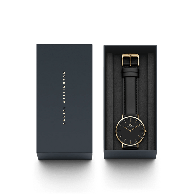 Daniel Wellington Classic Sheffield DW00100544 analog herrklocka med svart urtavla och armband i läder