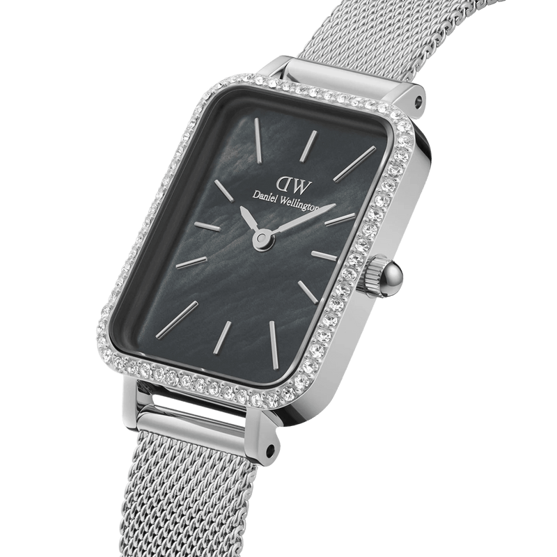 Daniel Wellington DW00100667 Quadro Lumine analog damklocka med svart urtavla och armband i rostfritt stål