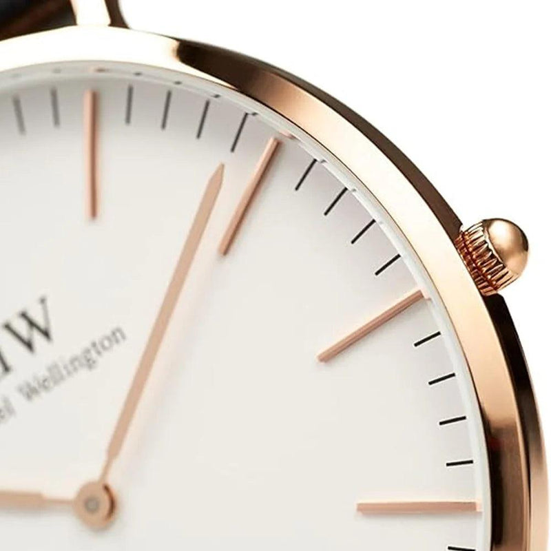 Daniel Wellington Classic Glasgow Rose Gold DW00100004 analog unisexklocka med vit urtavla och armband i läder