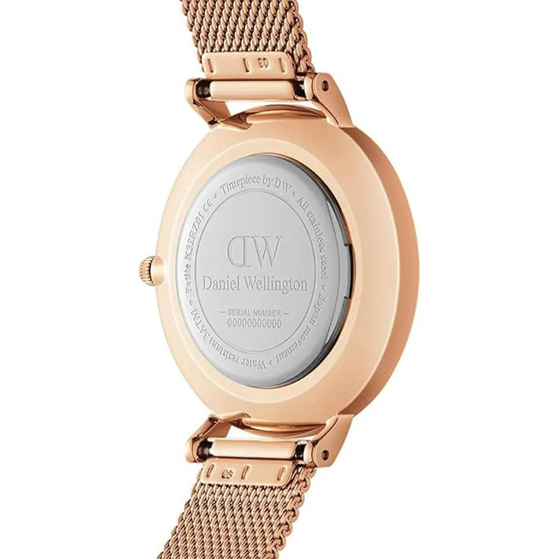 Petite Melrose Pearl Ø32mm DW00100516 analog damklocka med rosa urtavla och armband i rostfritt stål