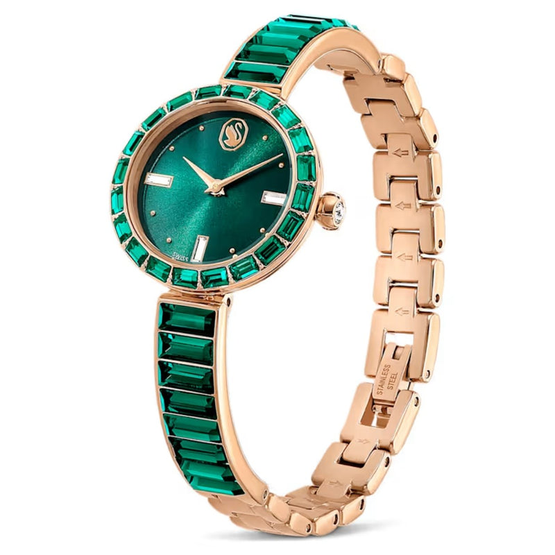 Swarovski Matrix bangle 5690808 analog damklocka med grön urtavla och armband i rostfritt stål