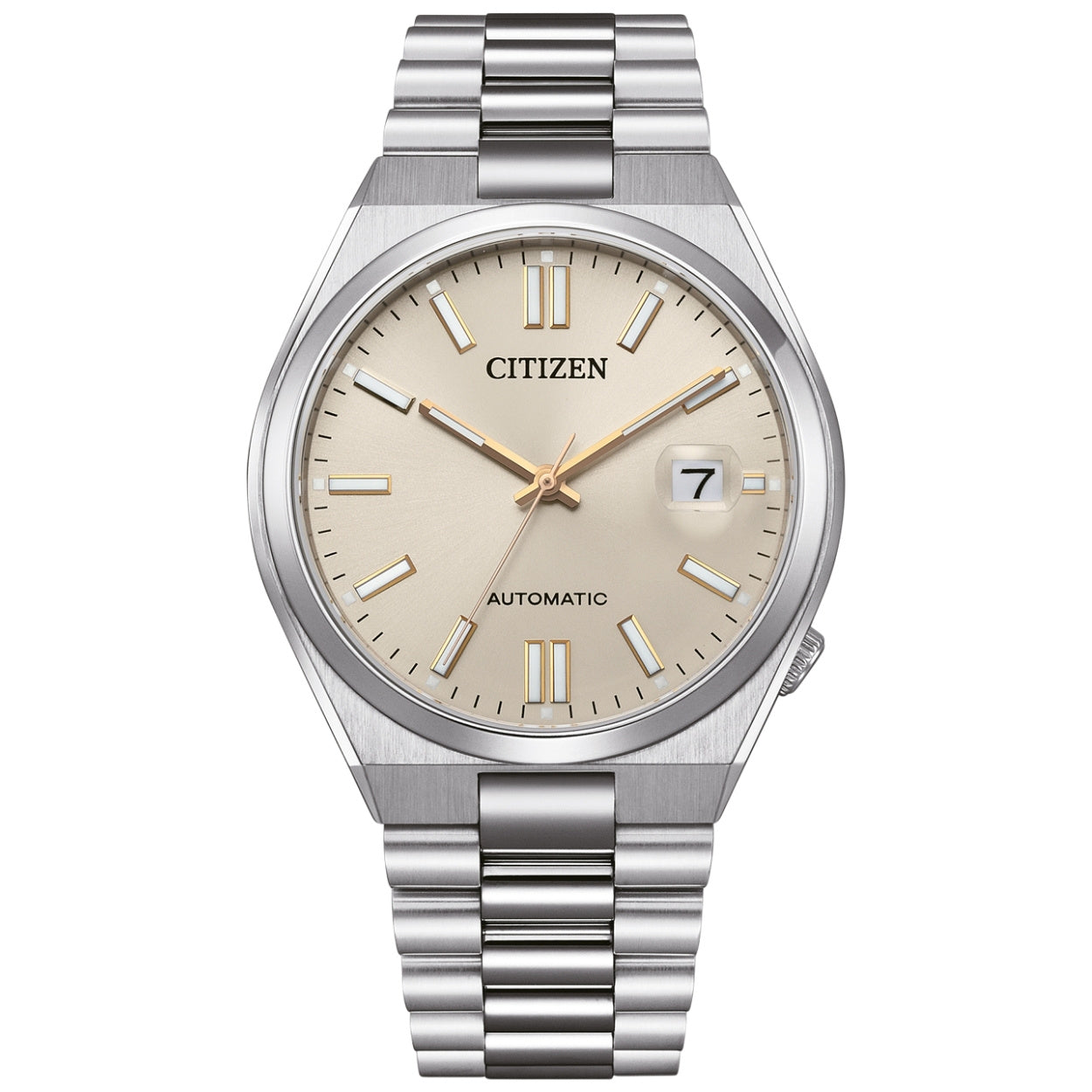 Citizen TSUYOSA NJ0151-88W analog herrklocka med gul urtavla och armband i rostfritt stål