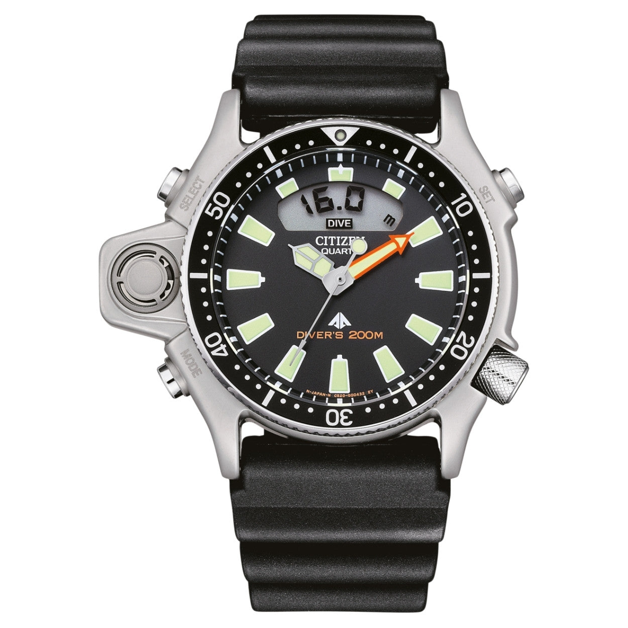 Citizen Promaster JP2000-08E analog herrklocka med svart urtavla och armband i silikon