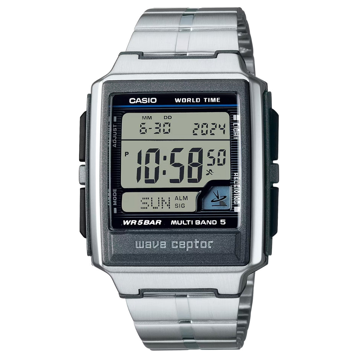 Casio Waveceptor WV-59RD-1AEF digital herrklocka med svart urtavla och armband i rostfritt stål