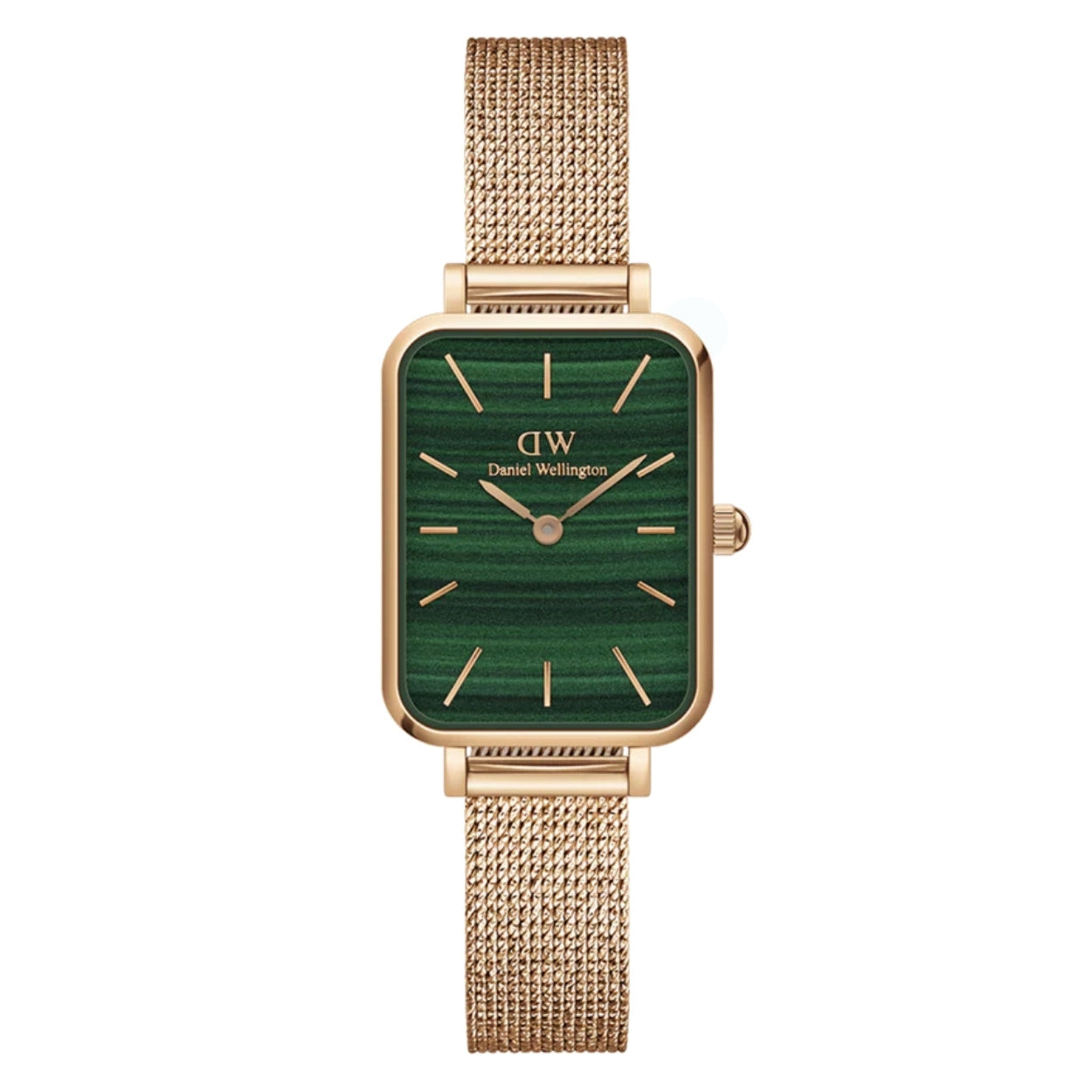 Daniel Wellington Quadro DW00100437 analog damklocka med grön urtavla och armband i rostfritt stål
