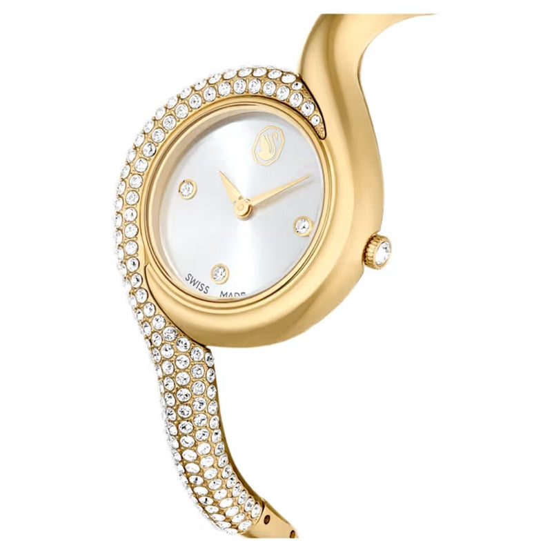 Swarovski Dextera asymmetric 5708030 analog damklocka med guld urtavla och armband i rostfritt stål