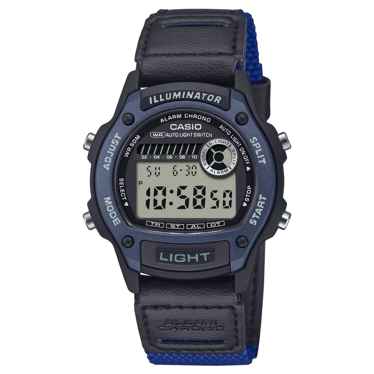 Casio Timeless W-220HF-2AVEF digital herrklocka med svart urtavla och armband i läder
