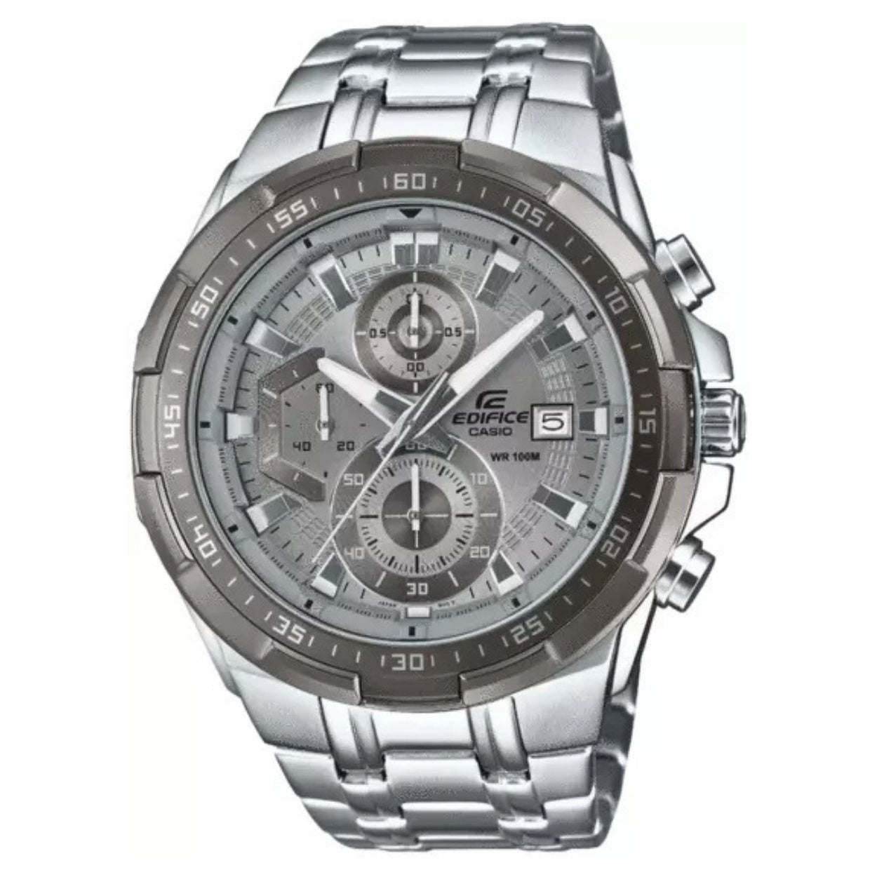 Casio Edifice EFR-539DE-8AVUEF analog herrklocka med grå urtavla och armband i rostfritt stål