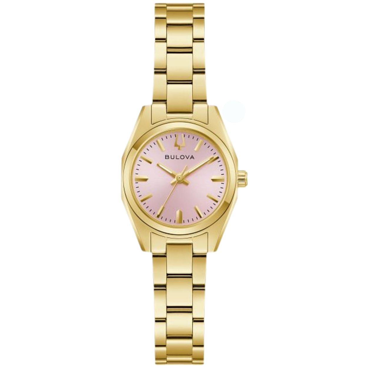 Bulova Surveyor 97L187 analog damklocka med rosa urtavla och armband i rostfritt stål