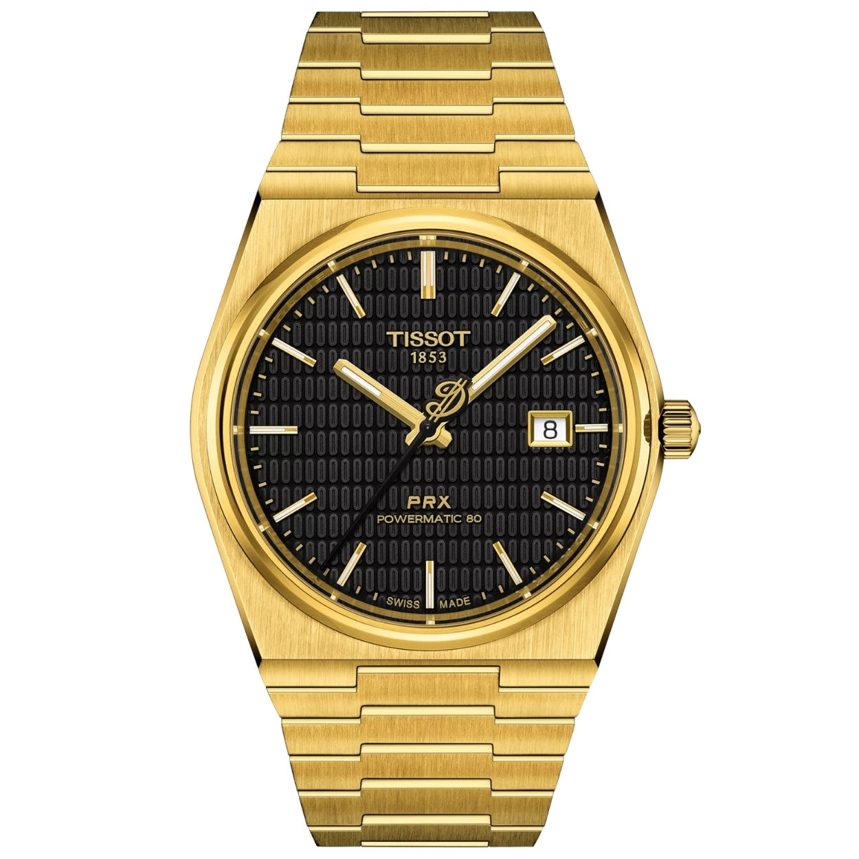 Tissot PRX Powermatic 80 Damian Lillard T137.407.33.051.00 analog herrklocka med svart urtavla och armband i rostfritt stål