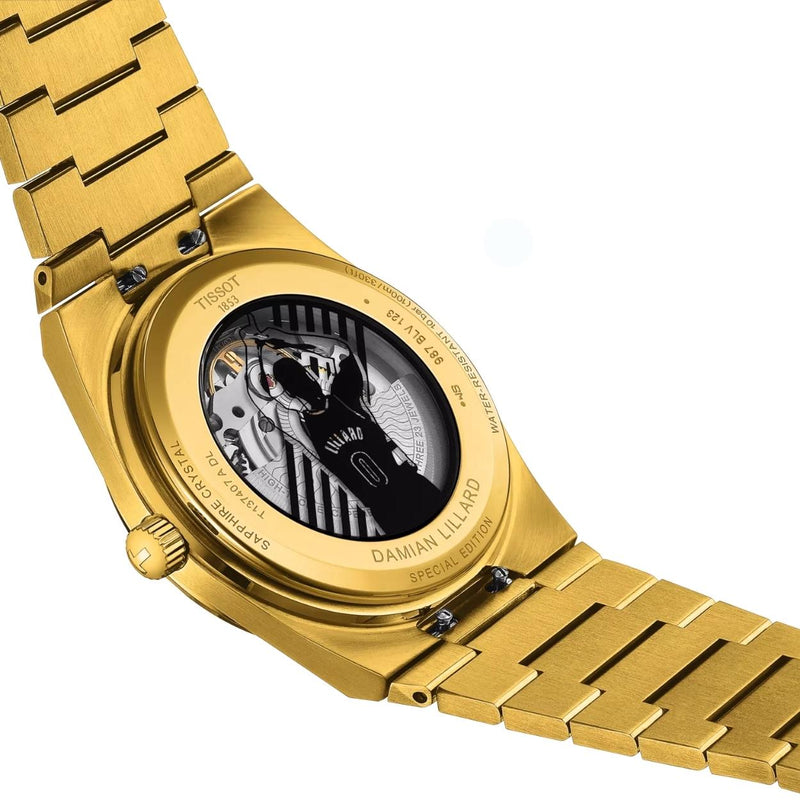 Tissot PRX Powermatic 80 Damian Lillard T137.407.33.051.00 analog herrklocka med svart urtavla och armband i rostfritt stål