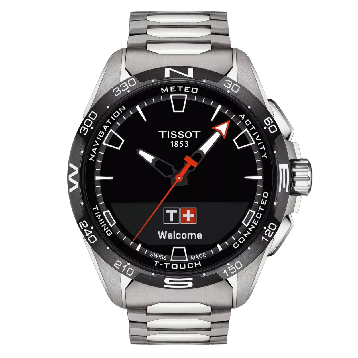 Tissot T-Touch Connect Solar T121.420.44.051.00 analog herrklocka med svart urtavla och armband i titan