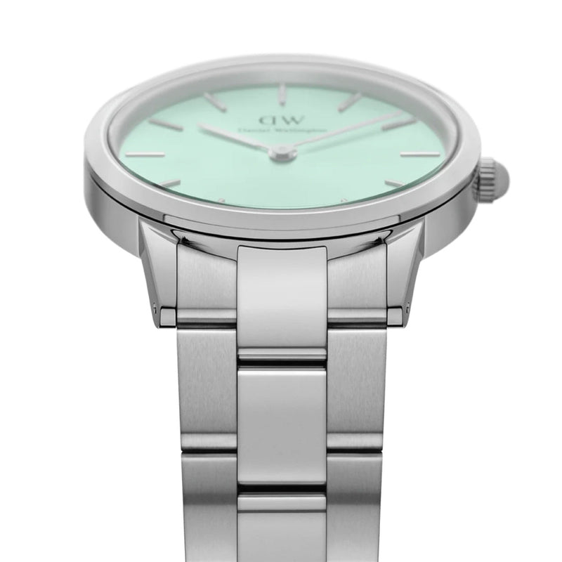 Daniel Wellington Iconic Link DW00100537 analog damklocka med grön urtavla och armband i rostfritt stål
