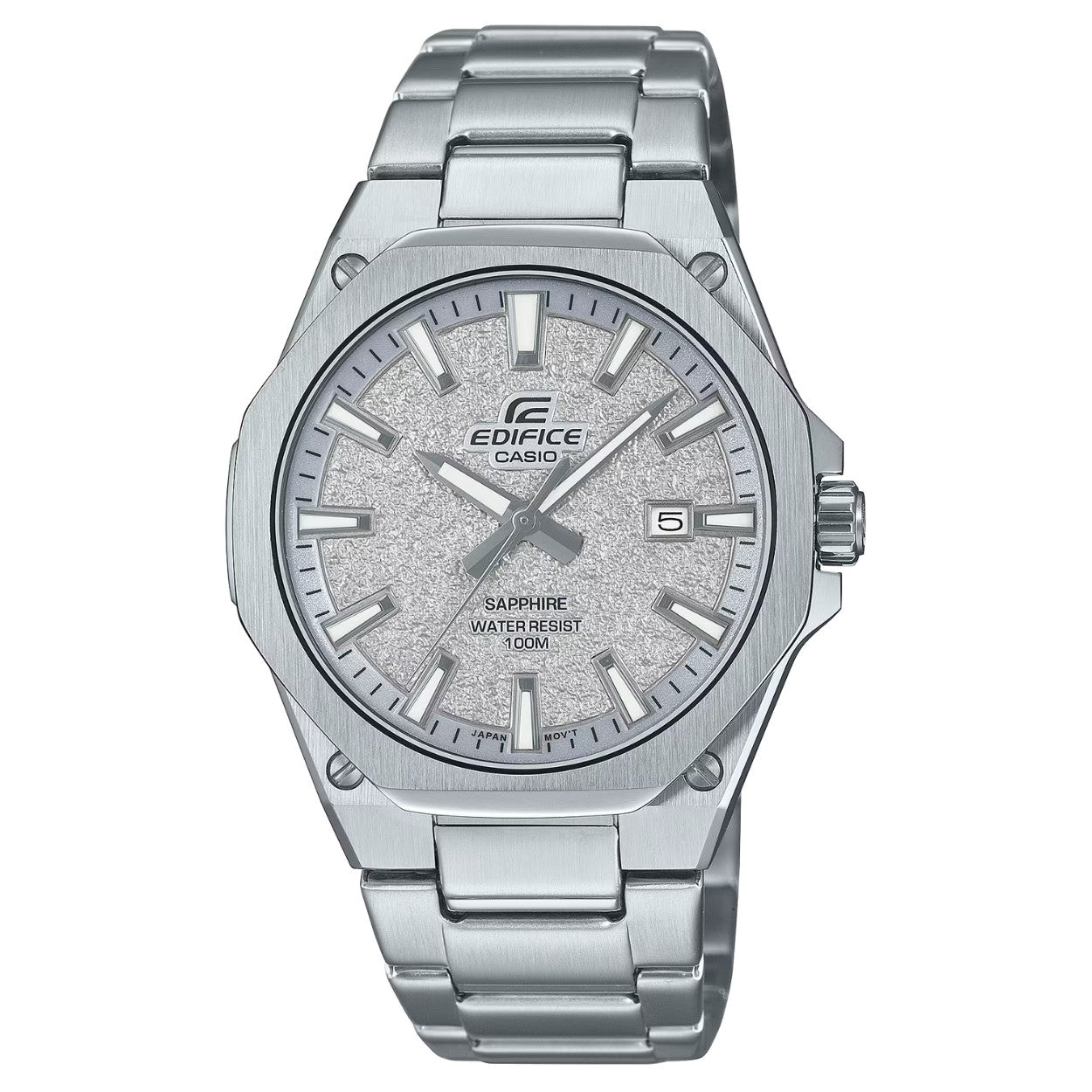 Casio Edifice EFR-S108DE-8AVUEF analog herrklocka med silver urtavla och armband i rostfritt stål