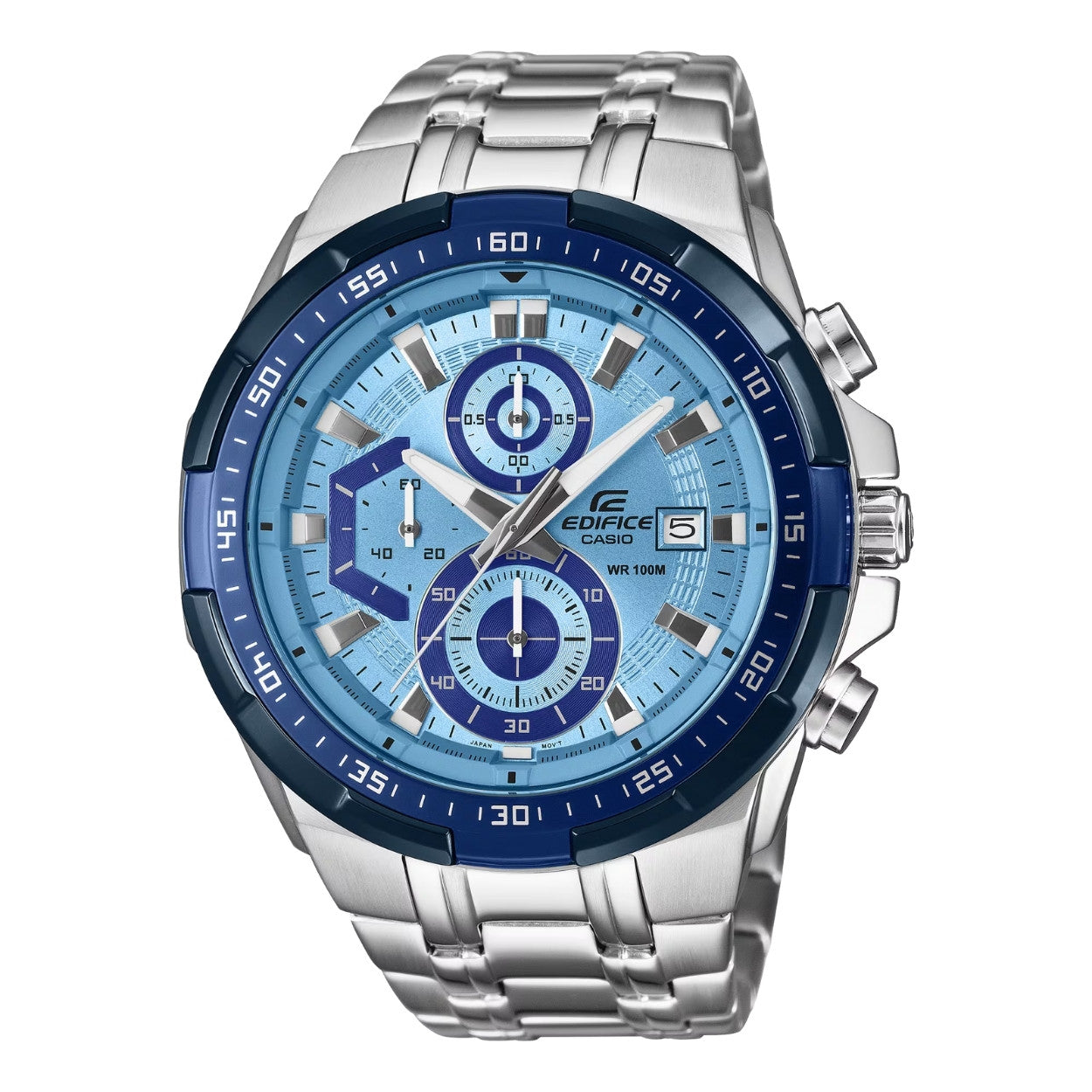 Casio Edifice EFR-539DE-2AVUEF analog herrklocka med blå urtavla och armband i rostfritt stål