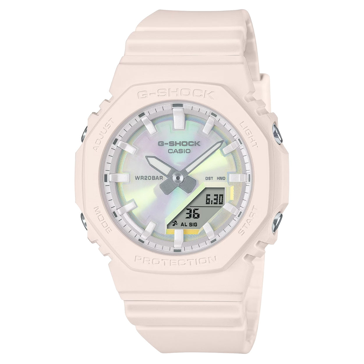 Casio G-Shock GMA-P2100PC-4AER analog unisexklocka med rosa urtavla och armband i resin