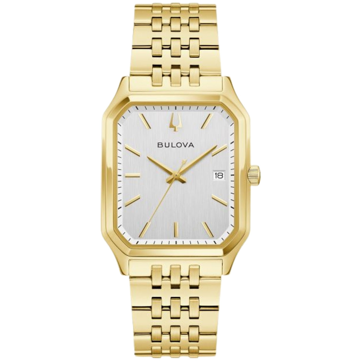 Bulova Tony Bennett Gold 97B236 analog herrklocka med silver urtavla och armband i rostfritt stål